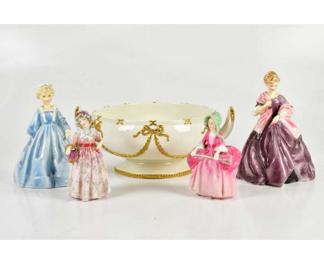 ROYAL DOULTON; two figures comprising HN1607 'Cerise' and HN1811 'Bo Peep', two Royal Worcester figures, 'First Dance' and 'G