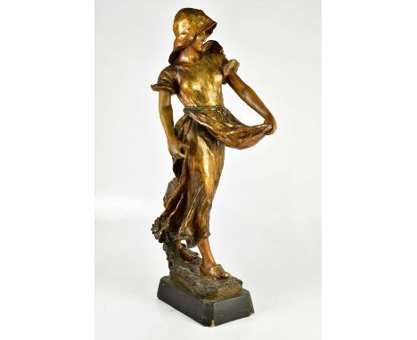 GOLDSCHEIDER; a large and impressive bronze effect figure, 'The Sower', height 85cm.Condition Report: Extensive crack to the 