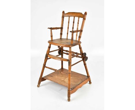 A vintage child's highchair.