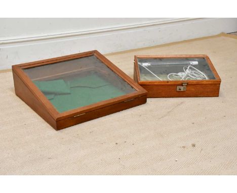 Two vintage tabletop jewellery cabinets, largest example width 54cm, depth 53cm (2).