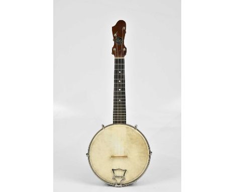 JOHN GREY &amp; SONS; a banjolele, with hard case.