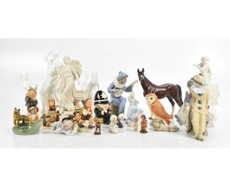 A collection of ceramic figures including Nao, Beswick, Lladrό, Goebel, Wedgwood, etc (qty).