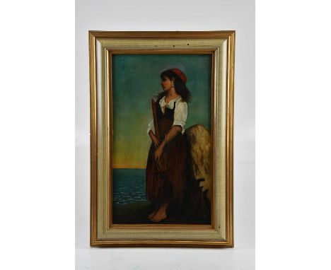 † W SKILLING; oil on canvas, maiden standing by the coast, signed lower left, 45 x 26cm, framed and glazed. 