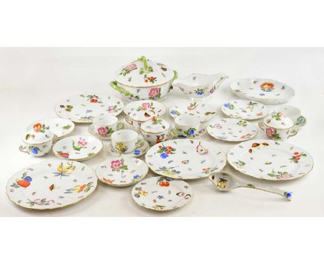 HEREND; a hand painted four setting part tea and diner service in the 'Market Garden' pattern, including twin handled tureen,