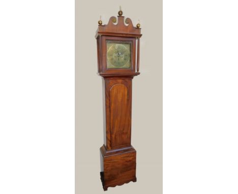 Richard Hackett of Harringworth. A George III mahogany longcase clock, square brass dial with embossed urn spandrels, circula