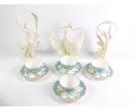 Three Royal Worcester white glazed limited edition figures, modelled by Maureen Halson, with certificates, comprising The Dan