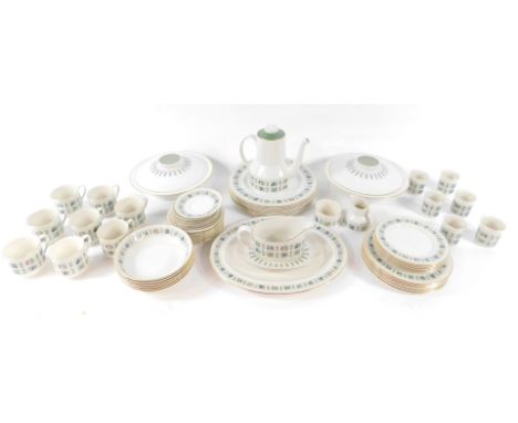 A Royal Doulton porcelain part dinner tea and coffee service decorated in the Tapestry pattern, comprising oval meat platter,