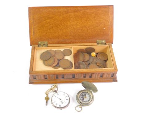 A Victorian gentleman's silver cased pocket watch, open faced, key wind, enamel dial bearing Roman numerals, subsidiary secon