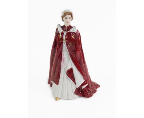 A Royal Worcester porcelain figure modelled as Her Majesty The Queen, In Celebration of The Queen's 80th Birthday, dressed in