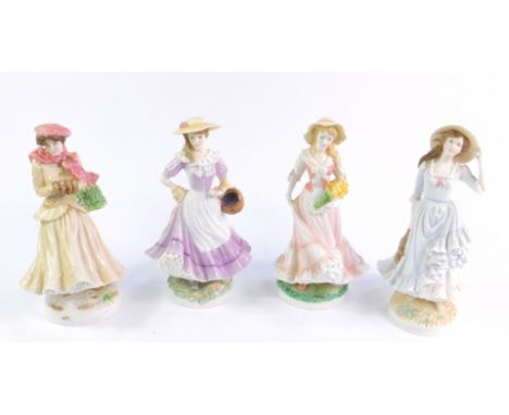 Four Royal Worcester porcelain Four Seasons Collection figures, limited edition 7500, modelled by Maureen Halsen, with certif