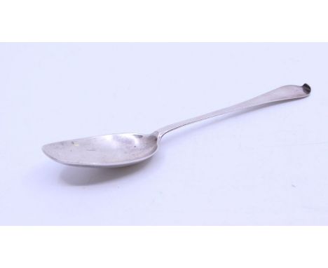 A Queen Anne silver trefid/dog nose spoon with oval bowl and rat tail, the reverse handle has engraved initials R L 1703, hal