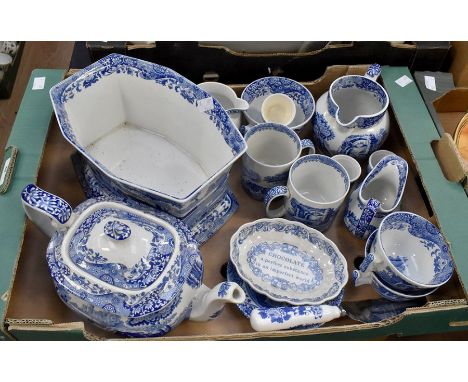 Two boxes of blue-and-white Spode, together with a small amount of other blue-and-white china wares