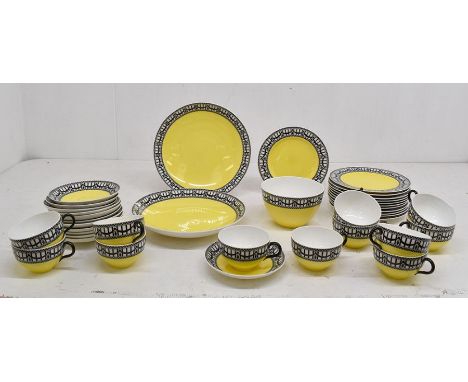Royal Worcester yellow and black Edwardian tea service