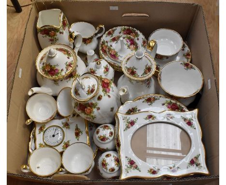 A collection of Royal Albert Old Country Roses ceramics to include: tea pot, coffee pot, six cups, milk jug, sugar bowl, comp