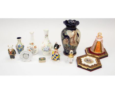 A Royal Worcester Anne of Cleves bell (missing ringer); A Tupton ware vase; Aynsley vases, Old Tupton Ware vase, A Duesbury b