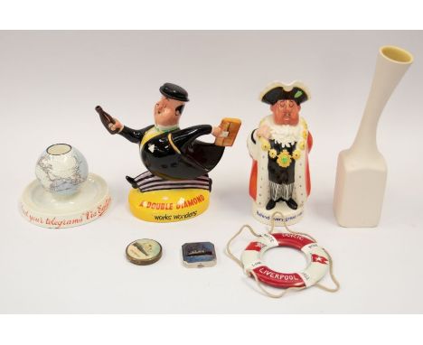 Advertising - A Double Diamond Works Wonders, Beswick 1517; Beswick Worthington jug (af); Mintons match striker, 'Send You A 