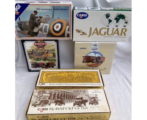 Diecast: Corgi gift set collection to include Webster’s, L.M.S. Set, Battle of Britain, Jaguar, Bryant and May, Transport of 