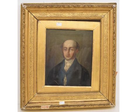 Portrait of a 19th Century gentleman paper on board oil painting in 19th century gilt frame, unsigned, 24cm x 29cm