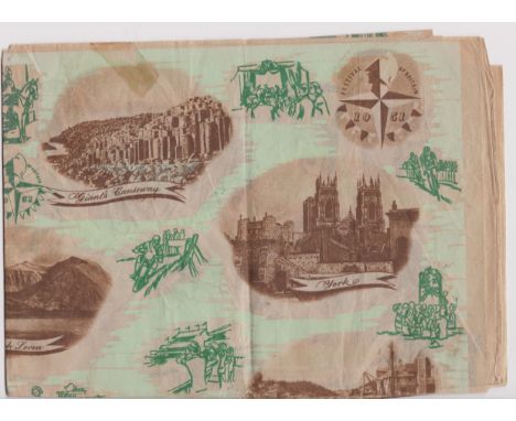 1951 Festival of Britain Poster on sugar paper showing many of the locations that festivals took place celebrating Britain. I