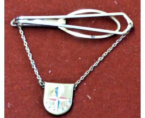 1951 Festival of Britain Tie-Pin, gilt with a Festival badge suspended on a light chain with enamel, made by Lambourn B'ham L