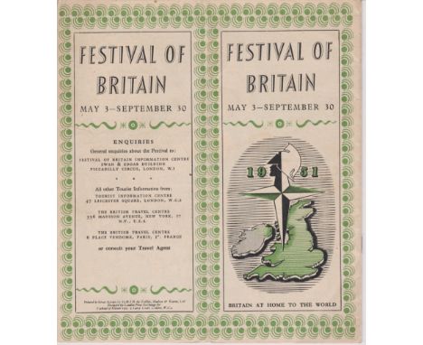 1951 Festival of Britain - Festival of Britain 'La Grande-Bretagne Recoit Le Monde'. A leaflet guide written for French Touri