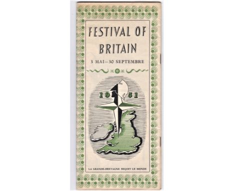 1951 Festival of Britain Leaflet with red and blue design in a carnival style, printed by HMSO by Waterlow &amp; Sons, Ltd an