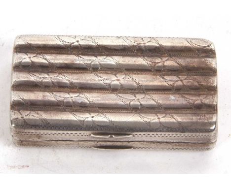 A George III silver snuff box of rectangular form with ribbed design and chased with floral pattern, Birmingham 1811, makers 