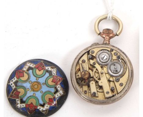 A fob pocket watch with a white enamel dial and Arabic numeral hour markers, it has a manually crown wound movement and a pai