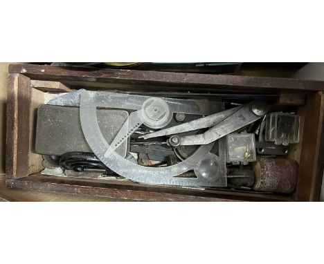 Mixed Lot: Various watch maker parts, tools and watch parts, also includes some books and a micrometer, (all a/f)