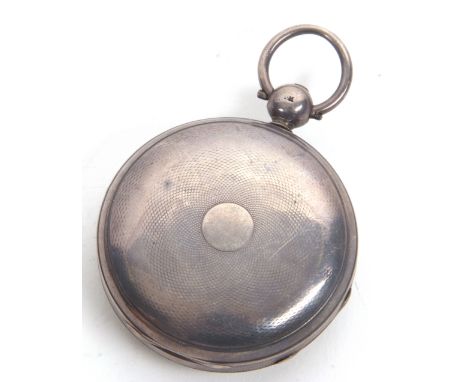 A silver open face pocket watch, hallmarked in the case back for London 1838 silver, it has a manually key wound movement, an