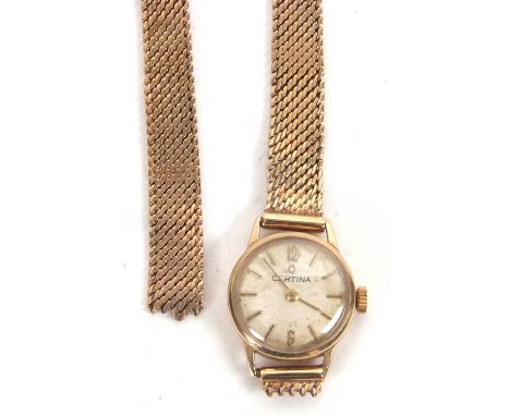 9ct gold lady's Eterna wristwatch, hallmarked on the clasp and on the inside of the case back, it has a manually crown wound 