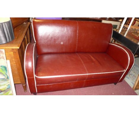 Sofa Art Deco style deep burgundy 148cm wide 