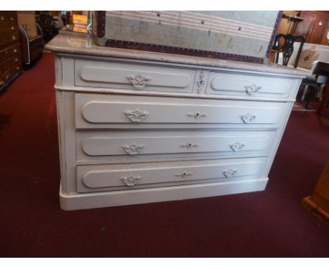 Commode, French painted marble top 127cm wide 