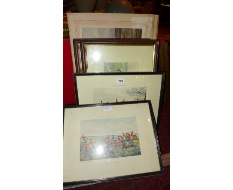 A collection of various hunting prints 