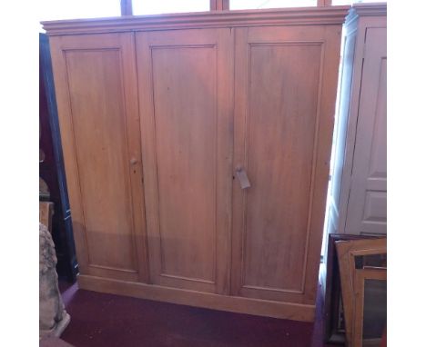 Wardrobe, Victorian pine triple section, 186cm wide 