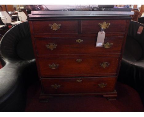 A Georgian mahogany chest with two short over three long drawers, brass handles on bracket feet, 77cm wide 