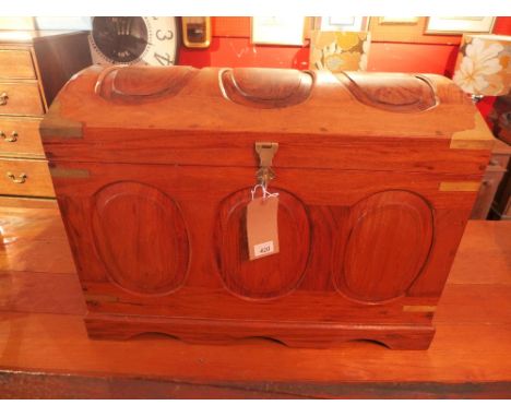 Travelling trunk Oriental brass strung and bound 76cm wide 54 x 54cm 