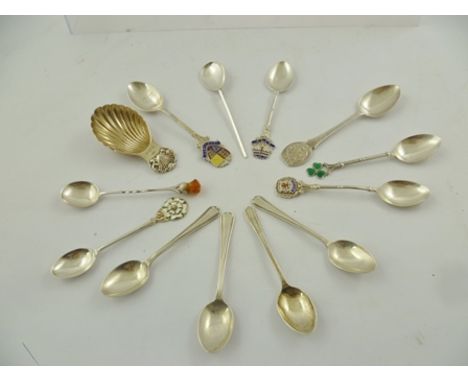 A MIXED LOT comprising a silver scallop shell pattern silver caddy spoon, Birmingham 1987, and twelve other assorted miscella