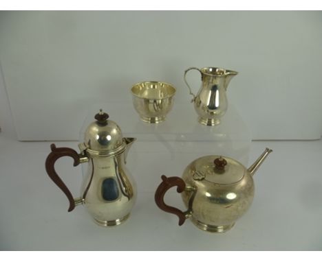 ROBERTS & DORE A COMPOSITE SUITE OF FOUR-PIECE TEA AND COFFEE SERVICE, comprising a Queen Anne style bullet shaped teapot, ba