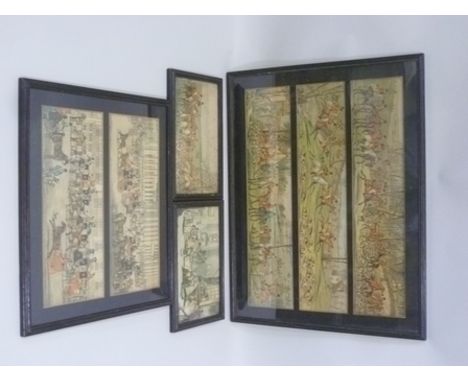 AFTER JAMES POLLARD "Stage Coach Passengers at Breakfast" hand coloured engraving, 11 x 21cm, two other coaching scenes, 11 x
