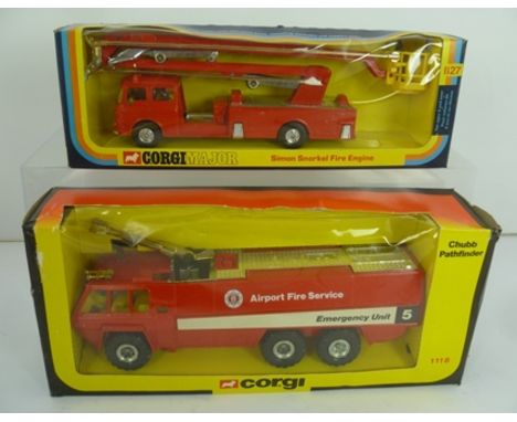 CORGI CHUBB PATHFINDER AIRPORT FIRE SERVICES VEHICLE no.1118 in original vending box CORGI BEDFORD SIMON SNORKEL FIRE ENGINE 