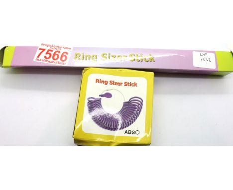 Boxed new old stock ring sizer stick and a set of ring finger sizers. P&amp;P Group 1 (£14+VAT for the first lot and £1+VAT f