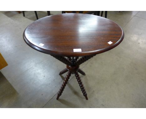 A Victorian style mahogany bobbin turned gypsy's table 