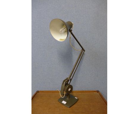 An industrial steel Horstman grey metal anglepoise lamp 