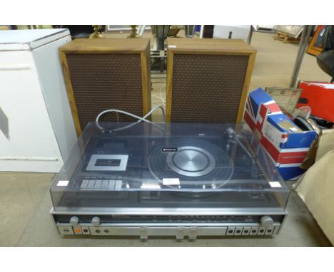 A teak and chrome Sanyo record player 