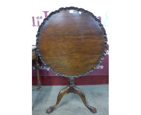 A Chippendale Revival mahogany bird cage action tilt-top tripod tea table 