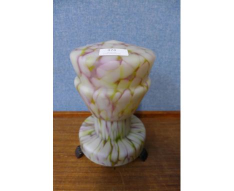 An Art Deco Bakelite and coloured glass table lamp 