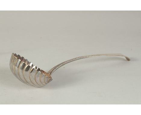 A GEORGE III BRIGHT CUT SILVER SHELL LADLE. London 1767.