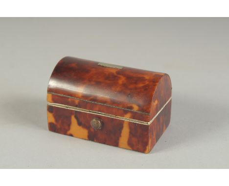 A MINIATURE TORTOISESHELL DOMED CADDY. 2.75ins .