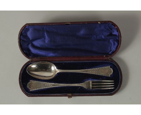 A VICTORIAN SILVER FORK AND SPOON. Sheffield 1849, maker: Richard Martin &amp; Ebenezer Hall.